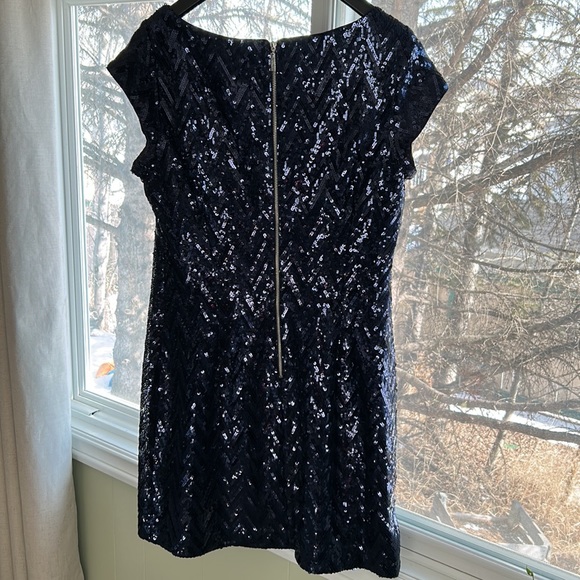 Blue Sequins Fitted Dress, Size 12 - Picture 3 of 4